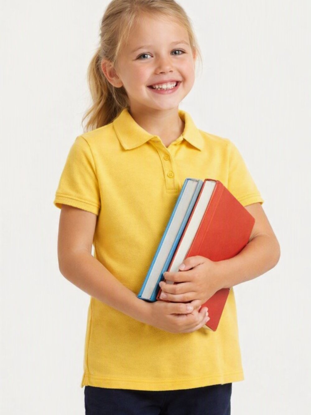 Cat & Jack Girls Uniform Pullover Polo Shirt Short Sleeve 3 Button Yellow S 6 NT
